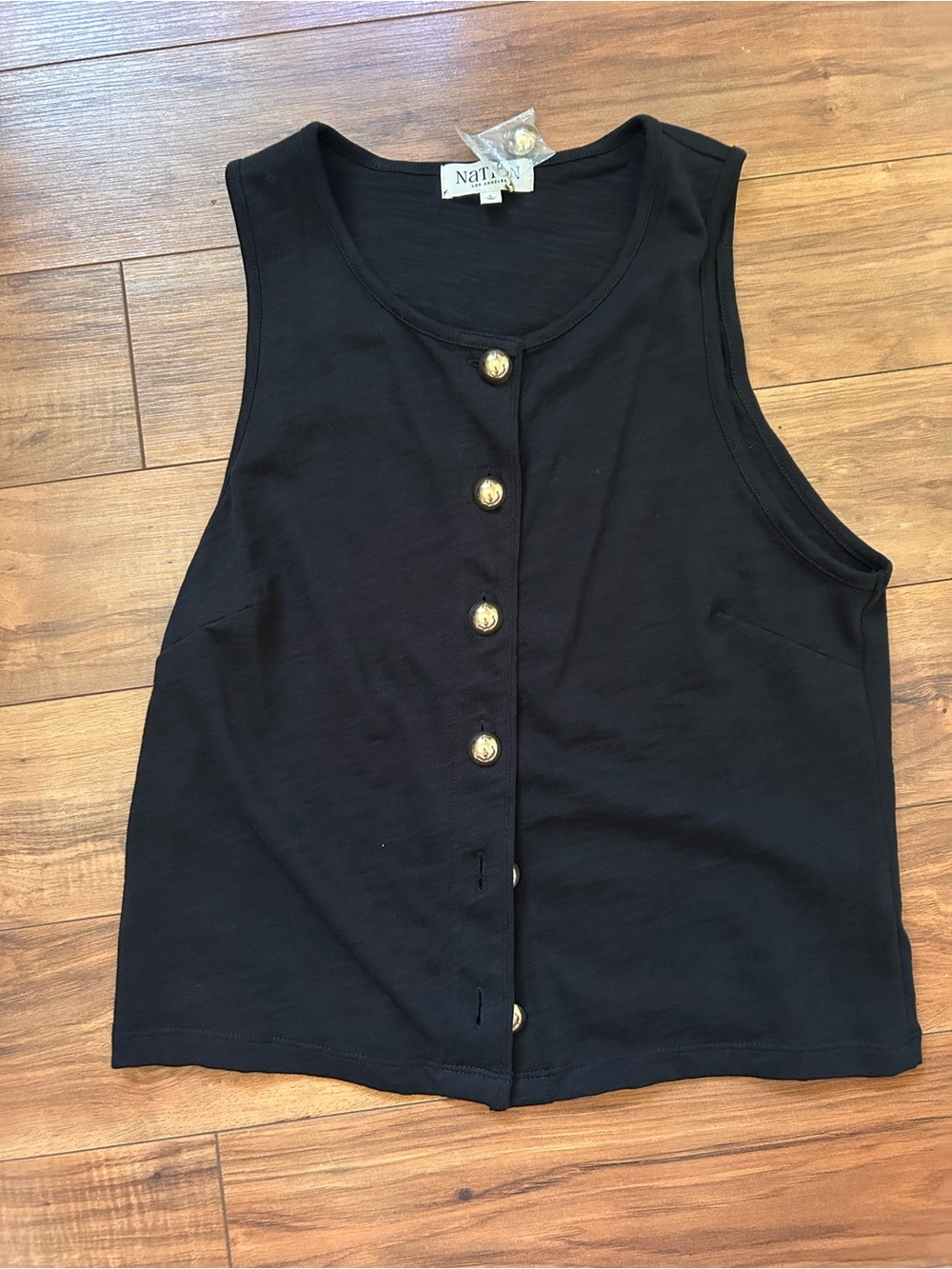 NATAN Black Sleeveless Button Front Tank